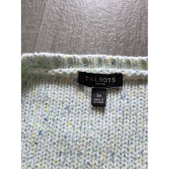 Talbots Petite Womens Cable Knit Sweater SP Green Wool Blend - Picture 6 of 9